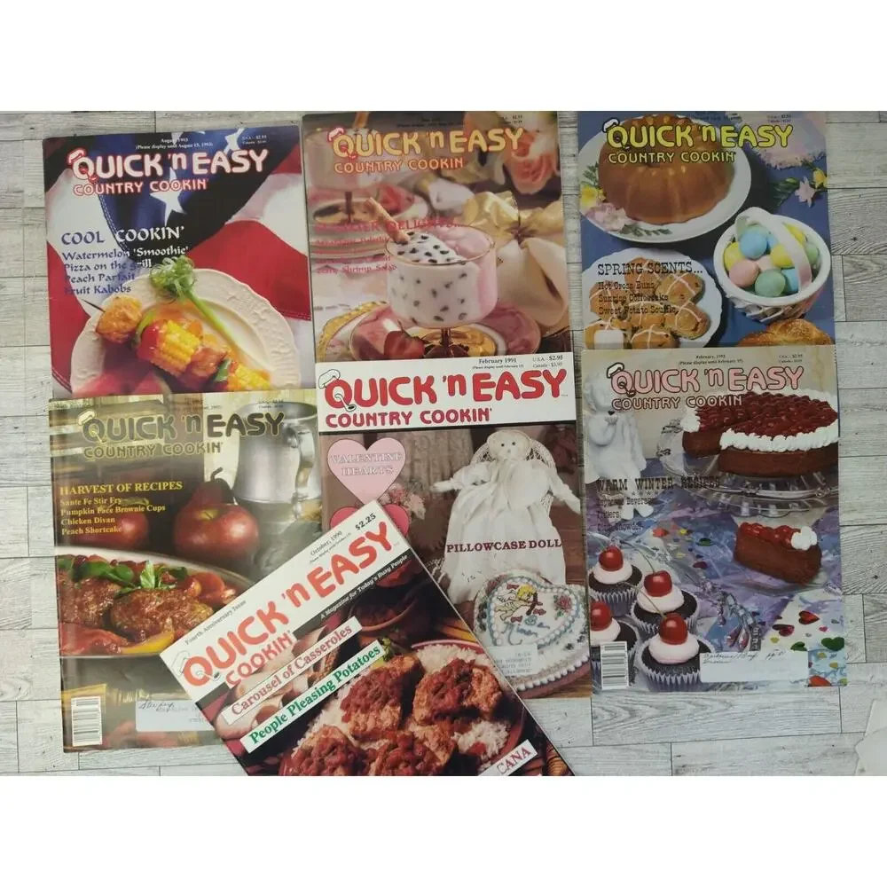 Quick N Easy Country Cookin Lot of 7 1990 1991 1992 1993 Vitg Recipe Magazines
